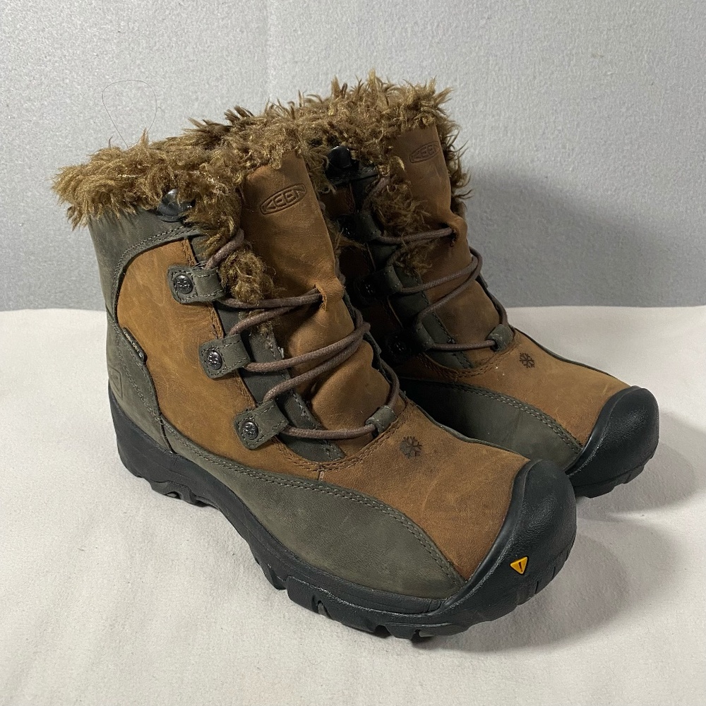 Keen Winter Snow Boots Fur Lined Lace Up Brown Shoes Womans Size 8